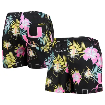 Miami Hurricanes FOCO Neon Floral Swim Trunks - Black