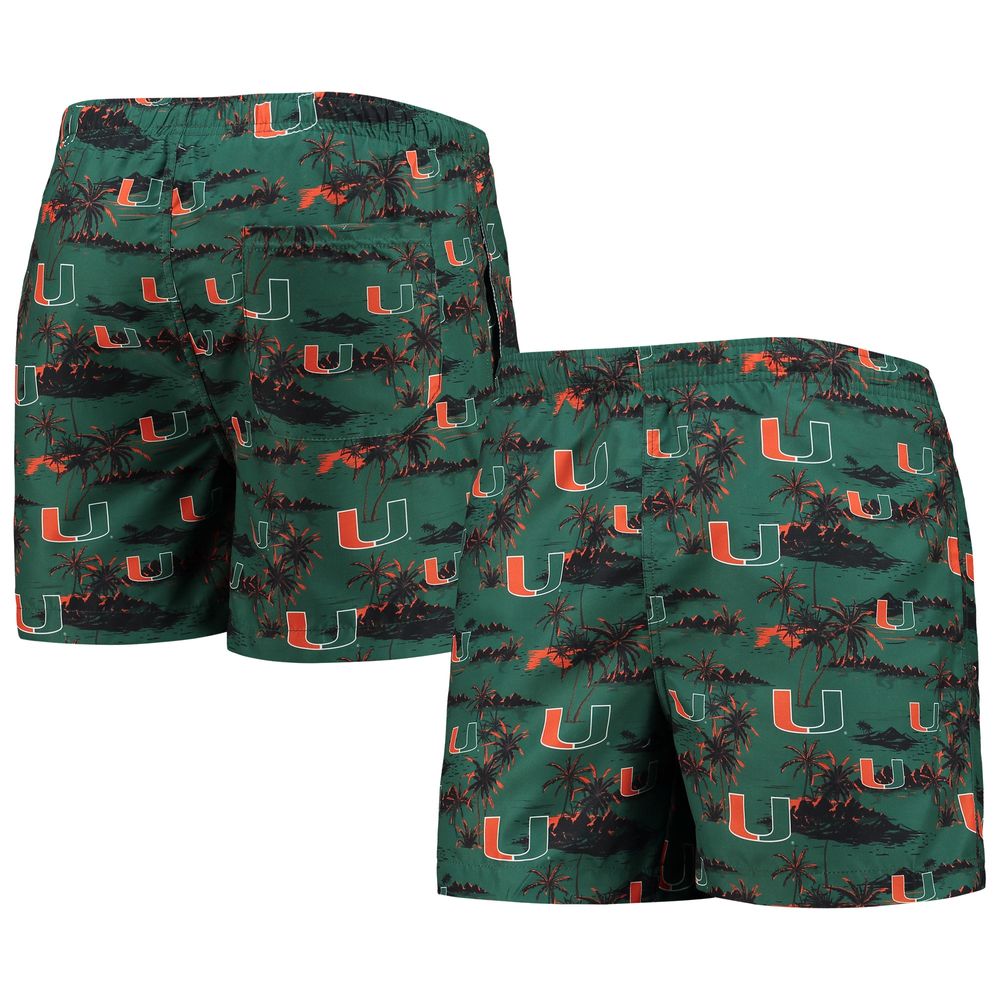 Men's FOCO Green Miami Hurricanes Island Palm Swim Trunks