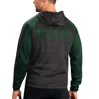 Sweat à capuche pour homme G-III Sports by Carl Banks Noir Miami Hurricanes Neutral Zone Raglan Full-Zip Track Jacket