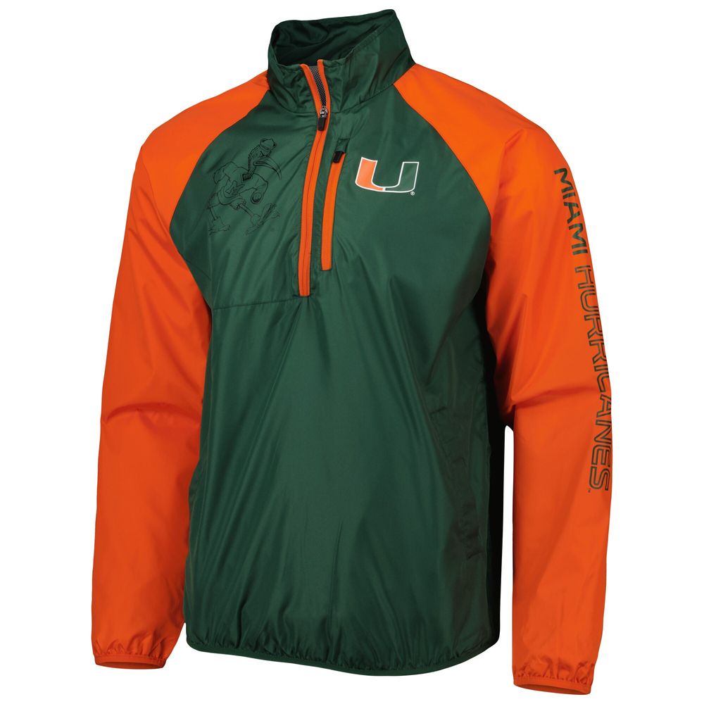 Men's G-III Sports by Carl Banks Green Miami Hurricanes Point Guard Raglan Half-Zip Jacket