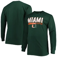 Men's Green Miami Hurricanes Big & Tall Two-Hit Long Sleeve T-Shirt