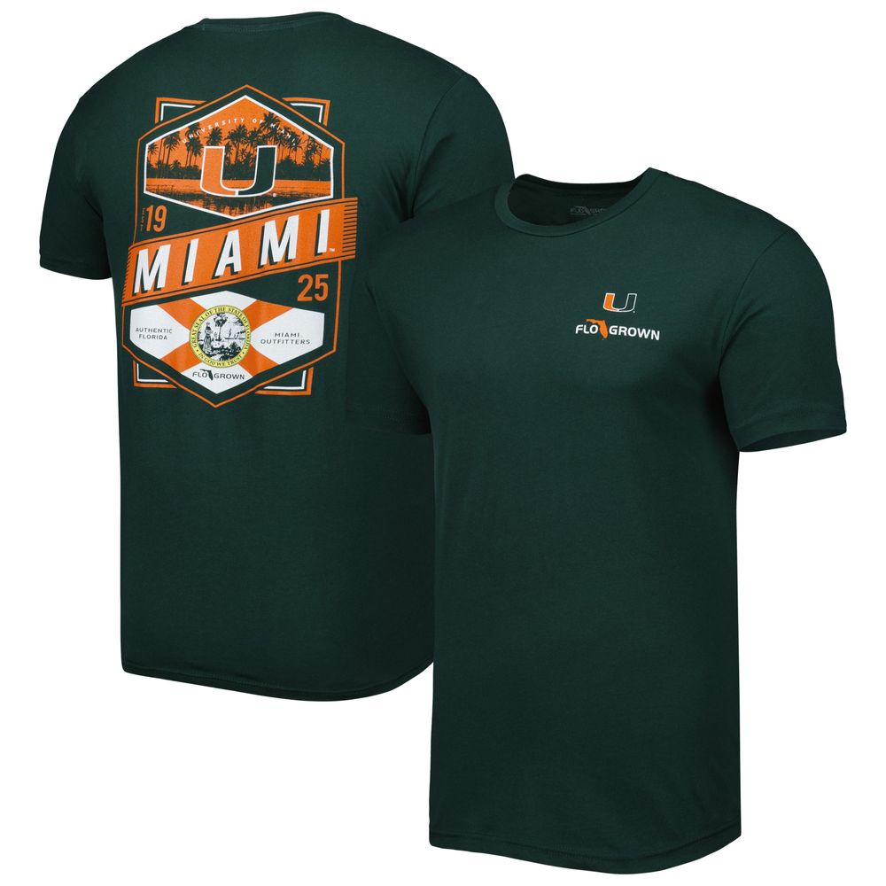 Men's Green Miami Hurricanes Double Diamond Crest T-Shirt