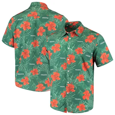 Miami Hurricanes Floral Button-Up Shirt - Green