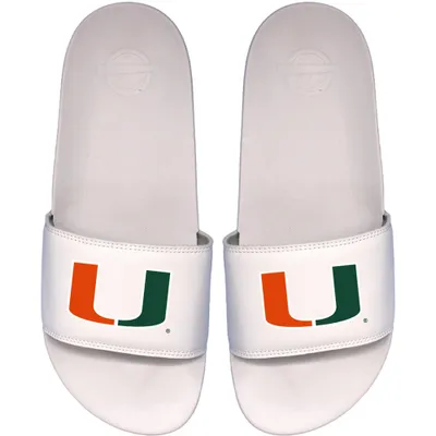 Miami Hurricanes ISlide Primary Motto Slide Sandals - White