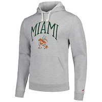 Men's League Collegiate Wear  Heather Gray Miami Hurricanes Tall Arch Essential Pullover Hoodie