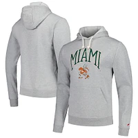 Men's League Collegiate Wear  Heather Gray Miami Hurricanes Tall Arch Essential Pullover Hoodie