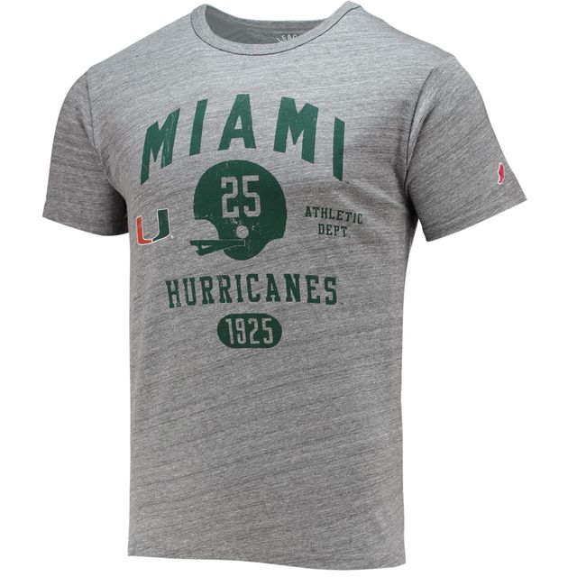 T-shirt Tri-Blend Victory Falls pour hommes de la Ligue Collegiate Wear gris chiné des Miami Hurricanes Football Locker