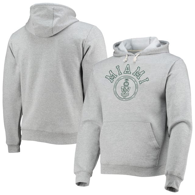 Hommes League Collegiate Wear Heathered Grey Miami Hurricanes Seal Neuvo Essential Fleece Pullover Hoodie