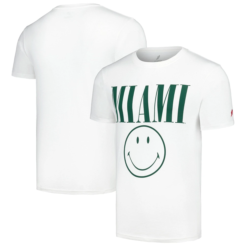 T-shirt blanc Miami Hurricanes Smiley All American de la League Collegiate Wear pour hommes