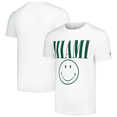 Men's League Collegiate Wear White Miami Hurricanes Smiley All American T-Shirt