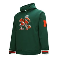 Men's Mitchell & Ness Green Miami Hurricanes Chainstich Fleece Pullover Hoodie