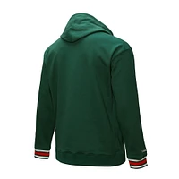 Men's Mitchell & Ness Green Miami Hurricanes Chainstich Fleece Pullover Hoodie