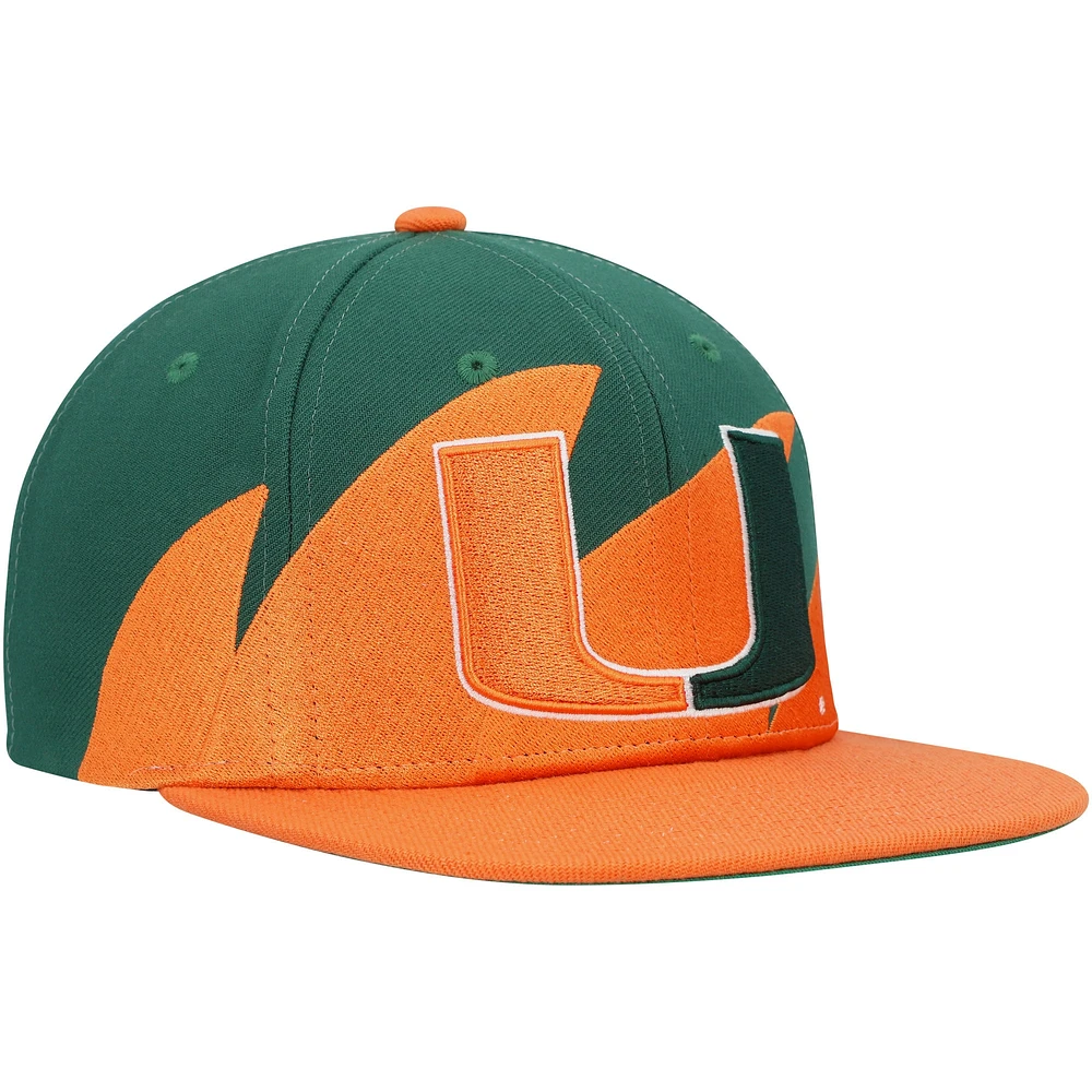 Men's Mitchell & Ness Orange/Green Miami Hurricanes Sharktooth Snapback Hat