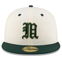 Men's New Era Cream/Green Miami Hurricanes On-Field 59FIFTY Fitted Hat