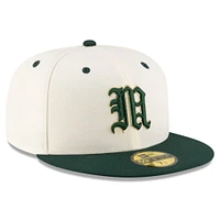Men's New Era Cream/Green Miami Hurricanes On-Field 59FIFTY Fitted Hat