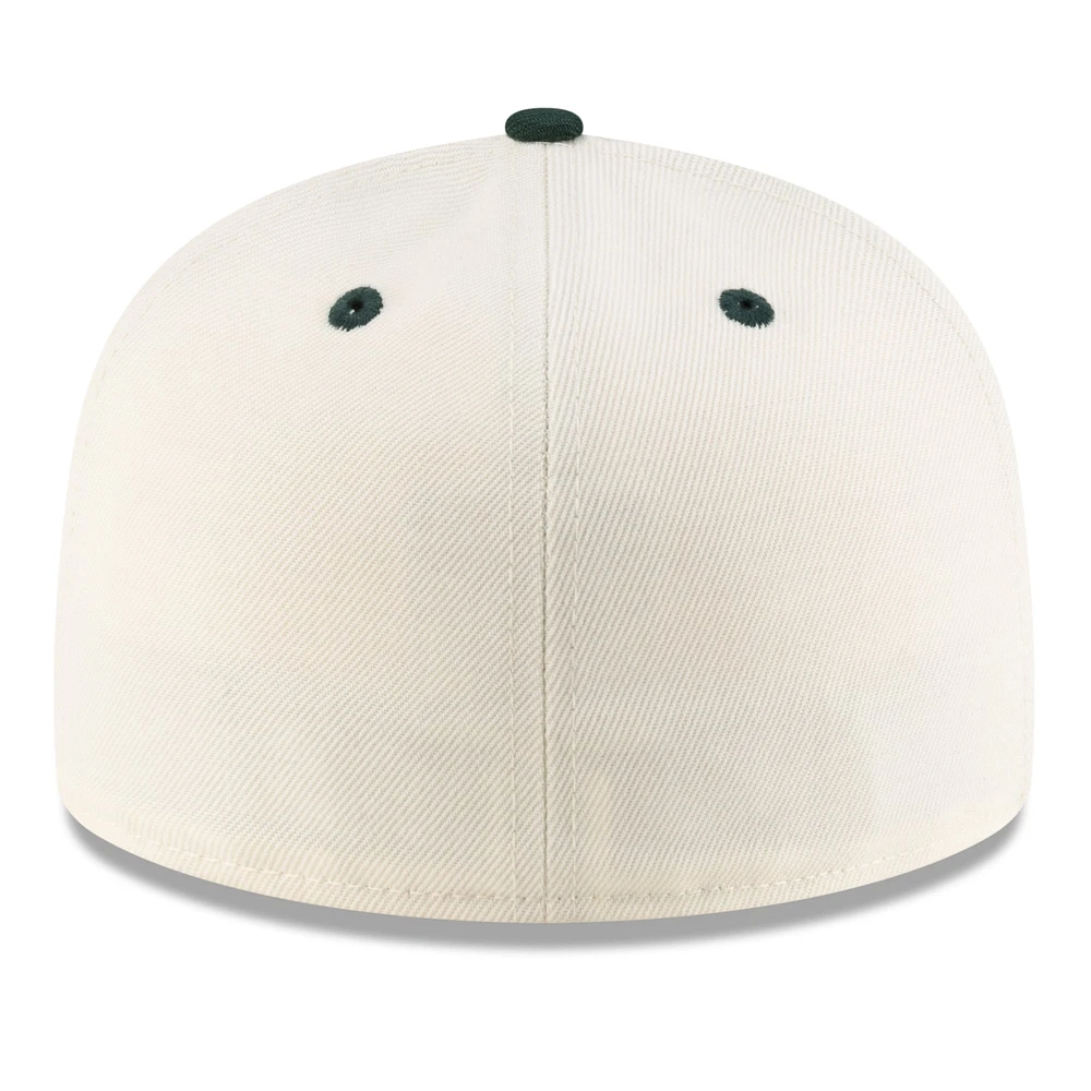 Men's New Era Cream/Green Miami Hurricanes On-Field 59FIFTY Fitted Hat