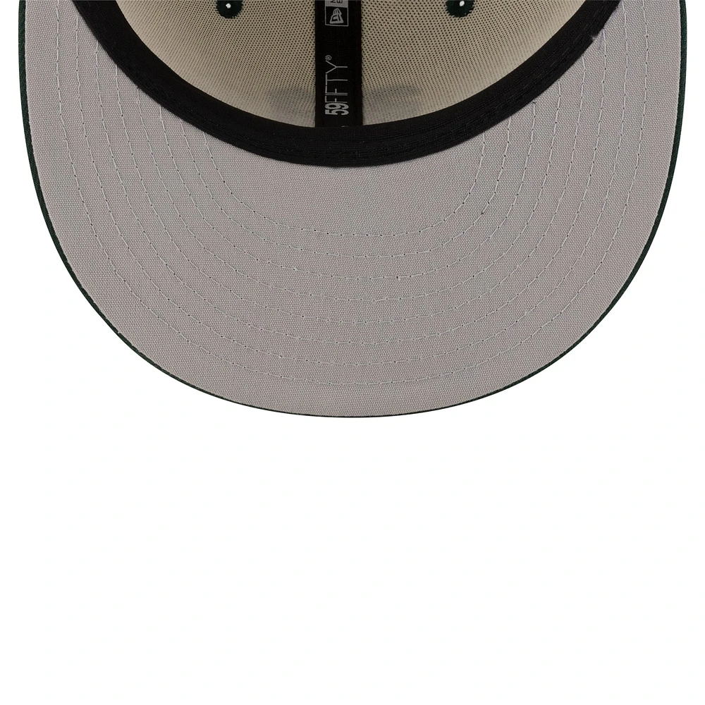 Men's New Era Cream/Green Miami Hurricanes On-Field 59FIFTY Fitted Hat