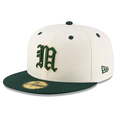 Men's New Era Cream/Green Miami Hurricanes On-Field 59FIFTY Fitted Hat