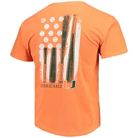 T-shirt orange pour hommes, couleurs confortables, drapeau de baseball des Hurricanes Miami