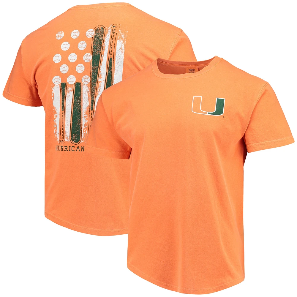 T-shirt orange pour hommes, couleurs confortables, drapeau de baseball des Hurricanes Miami