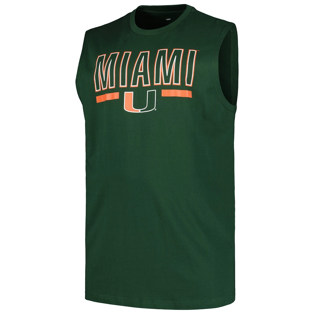 Débardeur grand et profil vert Miami Hurricanes pour hommes