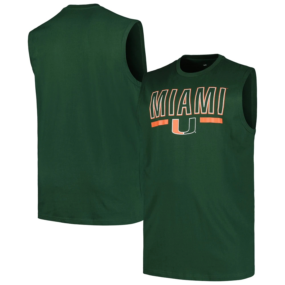 Débardeur grand et profil vert Miami Hurricanes pour hommes