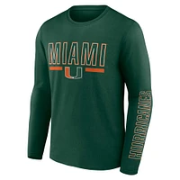 Men's Profile Green Miami Hurricanes Big & Tall Two-Hit Graphic Long Sleeve T-Shirt