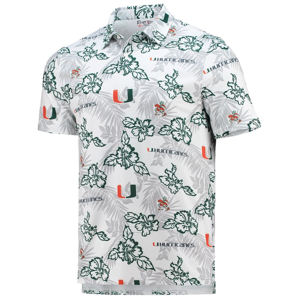 Men's Reyn Spooner White Miami Hurricanes Performance Polo