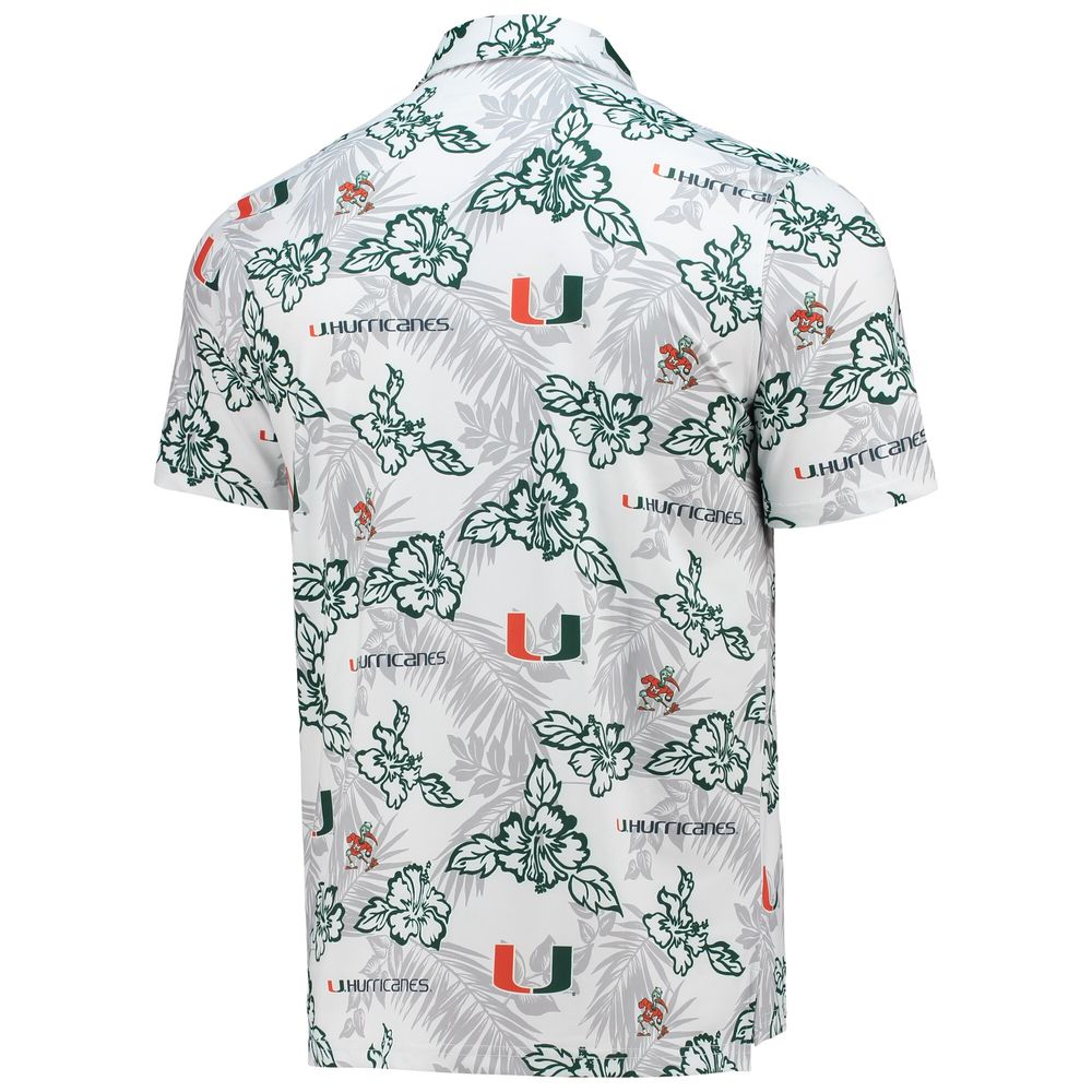 Men's Reyn Spooner White Miami Hurricanes Performance Polo