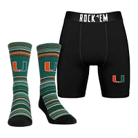 Pack combiné de chaussettes et caleçons boxeurs Rock Em Socks pour hommes Miami Hurricanes