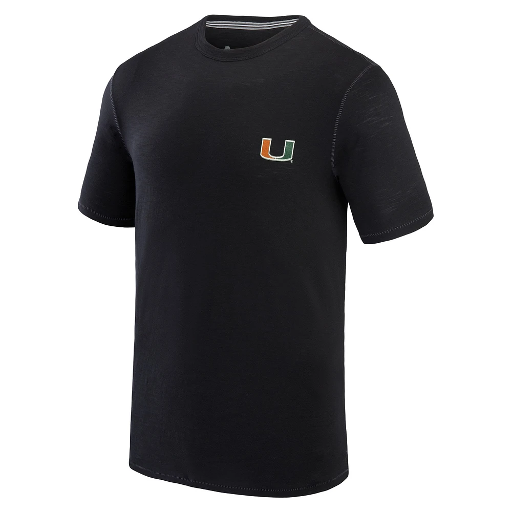 Men's Tommy Bahama Black Miami Hurricanes Sport Bali Beach T-Shirt