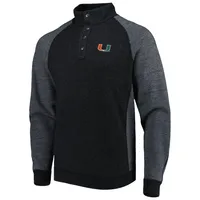 Tommy Bahama Black Miami Hurricanes Sport Scrimmage Snap Mock Neck Raglan Button-Up Jacket