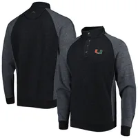 Tommy Bahama Black Miami Hurricanes Sport Scrimmage Snap Mock Neck Raglan Button-Up Jacket