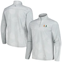 Men's Tommy Bahama Gray Miami Hurricanes Delray Frond IslandZone Half-Zip Jacket