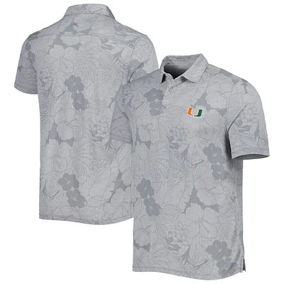 Polo Tommy Bahama Miami Hurricanes Miramar Blooms gris pour homme