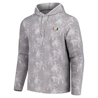 T-shirt à capuche manches longues Tommy Bahama gris Miami Hurricanes Palm Frenzy pour hommes