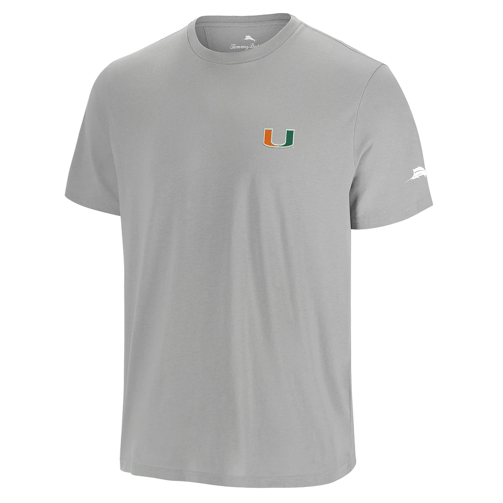 T-shirt Tommy Bahama gris pour homme, Touchdown to Paradise, Miami Hurricanes