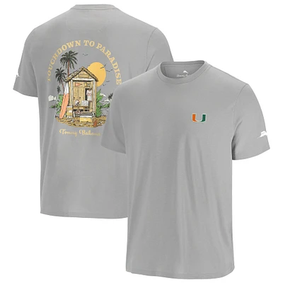 T-shirt Tommy Bahama gris pour homme, Touchdown to Paradise, Miami Hurricanes