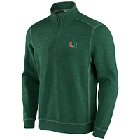 Sweat-shirt Tommy Bahama vert Miami Hurricanes Big & Tall Tobago Bay Tri-Blend Quarter-Zip pour hommes