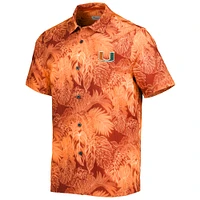 Chemise boutonnée Tommy Bahama orange Miami Hurricanes Coast Luminescent Fronds Camp pour hommes