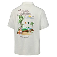 Men's Tommy Bahama White Miami Hurricanes Grand Slam Bay Camp Button-Up Shirt