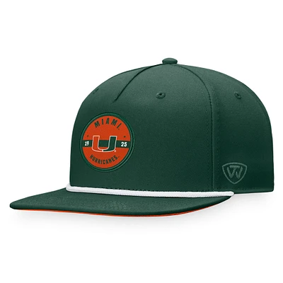 Casquette Top of the World verte pour hommes, Miami Hurricanes Bank