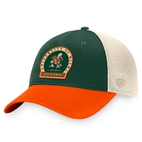 Men's Top of the World Green Miami Hurricanes Refined Trucker Adjustable Hat