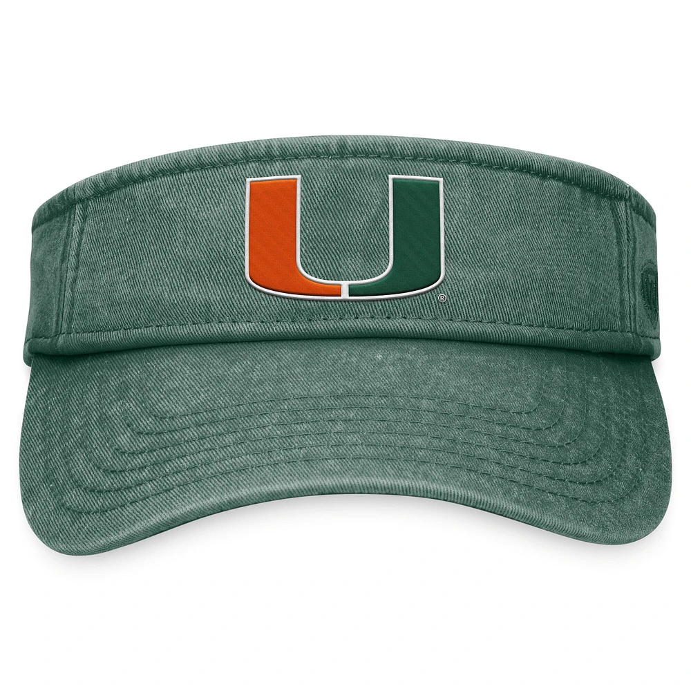 Men's Top of the World  Green Miami Hurricanes Terry Adjustable Visor