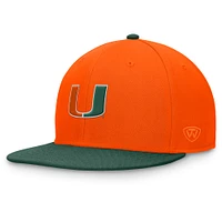 Men's Top of the World Orange/Green Miami Hurricanes Rally Two-Tone Fitted Hat