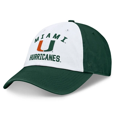 Casquette ajustable Heritage Weston verte/blanche pour homme Top of the World Miami Hurricanes