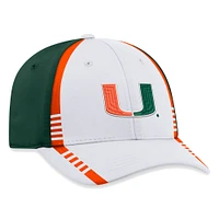 Men's Top of the World White/Green Miami Hurricanes Iconic Flex Hat