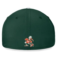 Men's Top of the World White/Green Miami Hurricanes Iconic Flex Hat