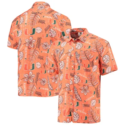 Miami Hurricanes Wes & Willy Vintage Floral Button-Up Shirt - Orange