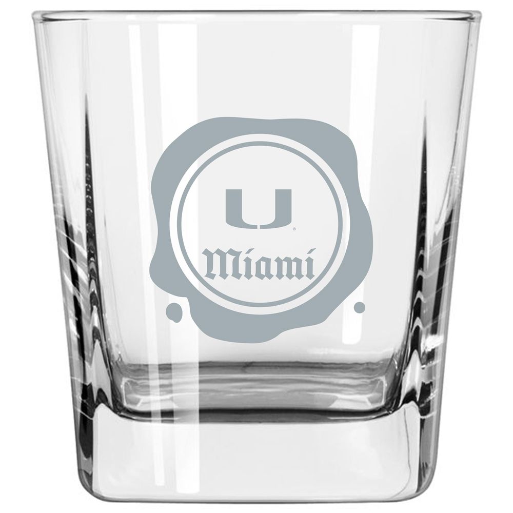 Miami Hurricanes 14oz. Frost Stamp Old Fashioned Glass